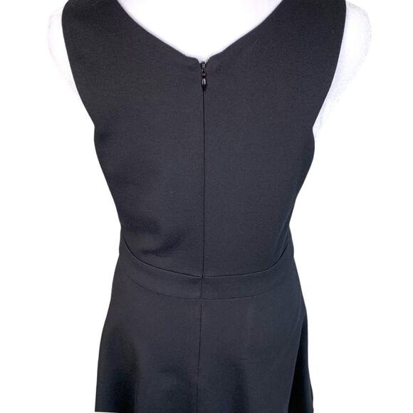 CeCe Womens Sz 4 Black Sleeveless Ponte Skater Dress with Midi Cutout - Picture 10 of 11